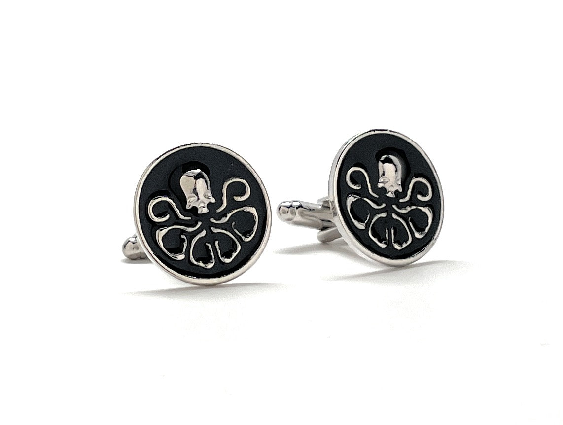 Hydra Logo Cufflinks – Black and Silver Marvel-Inspired Accessories for Men