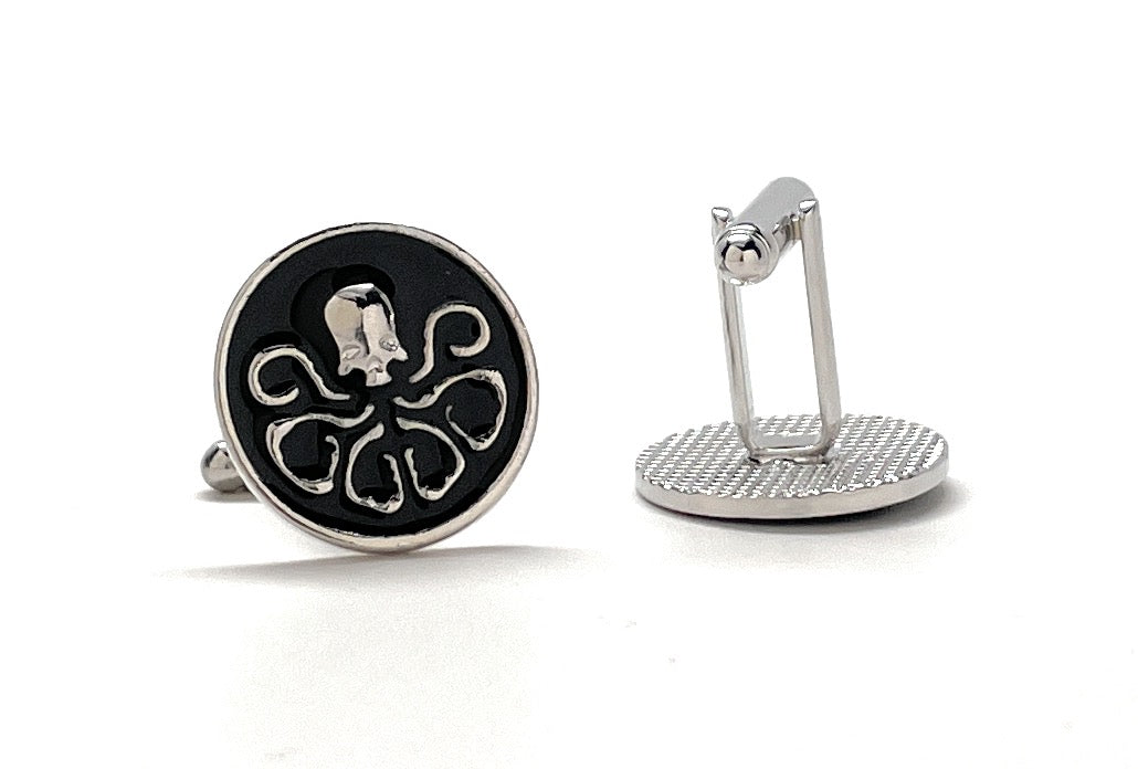 Hydra Logo Cufflinks – Black and Silver Marvel-Inspired Accessories for Men