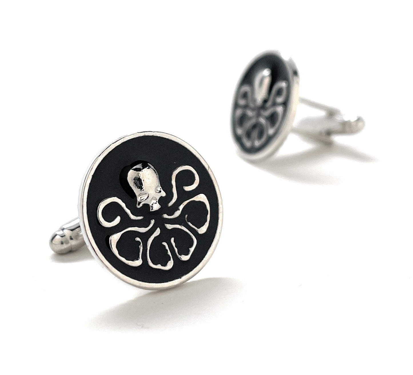 Hydra Logo Cufflinks – Black and Silver Marvel-Inspired Accessories for Men