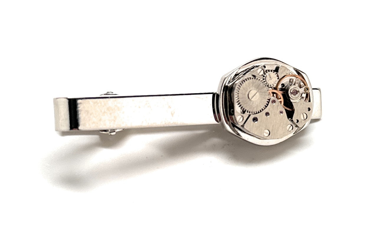 Watch Movement Tie Clip Authentic Watch Mechanism Tie Bar Vintage Watch Parts Clasp Steampunk Gift Gift for Dad Classic Gift