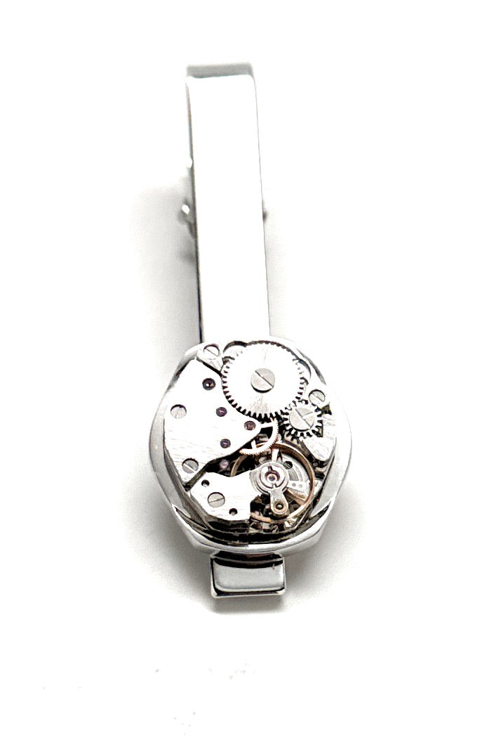 Watch Movement Tie Clip Authentic Watch Mechanism Tie Bar Vintage Watch Parts Clasp Steampunk Gift Gift for Dad Classic Gift