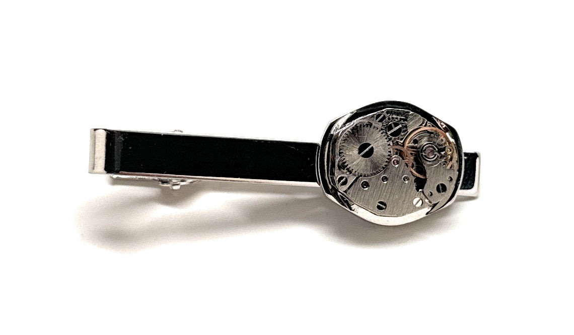 Watch Movement Tie Clip Authentic Watch Mechanism Tie Bar Vintage Watch Parts Clasp Steampunk Gift Gift for Dad Classic Gift