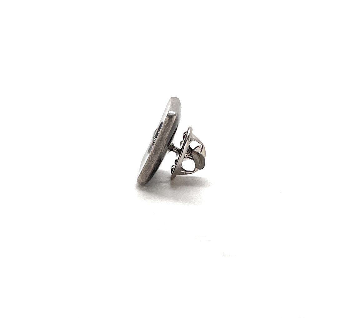 Pair of silver earrings on a white background