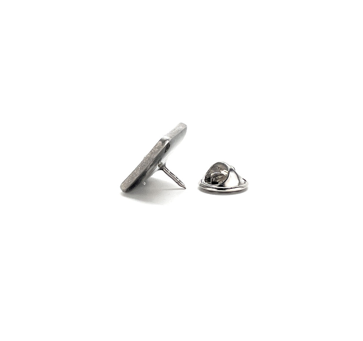 Pair of silver earrings on a white background