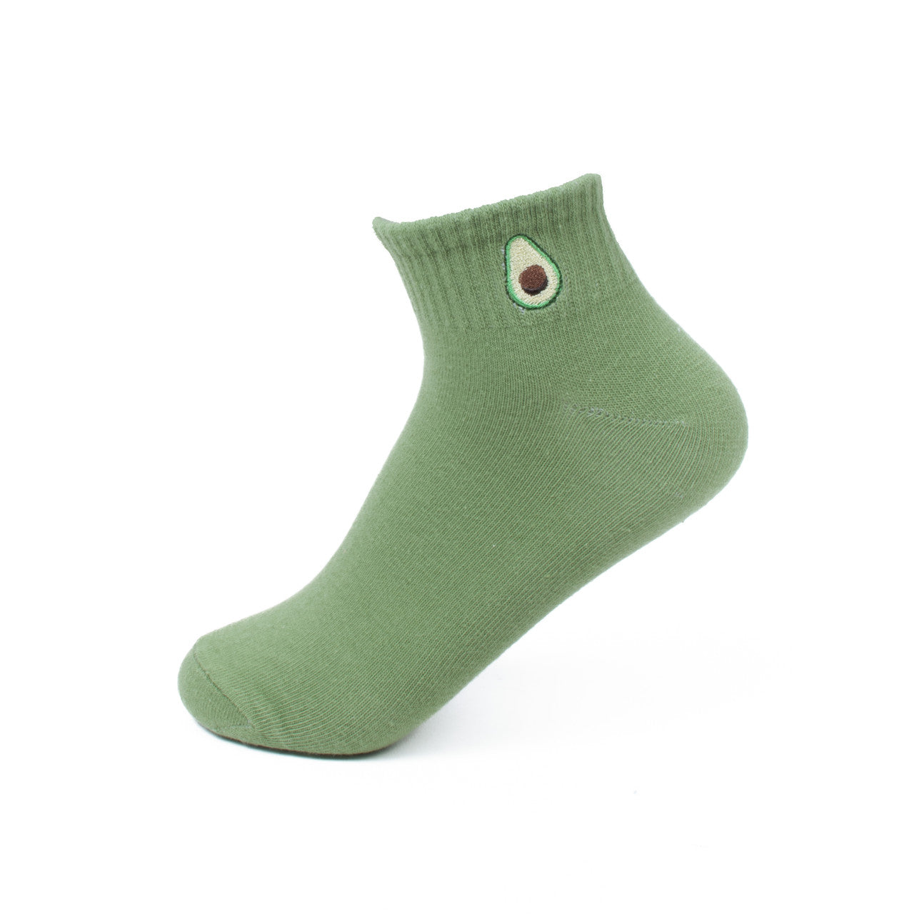 Women's Low Cut Socks Six Pairs Avocado Embroidered Design Mom Gift Assorted Green White Yellow Design 6 Pre Pack Ribbed Socks Ladies Socks