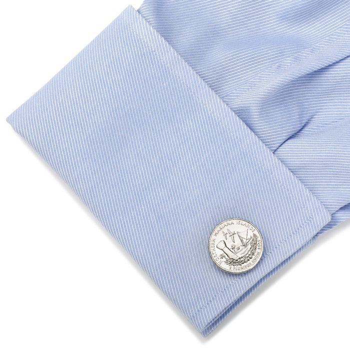 Mariana Islands Coin Cufflinks Uncirculated U.S. Quarter 2009 Cuff Links Enamel Backing Cufflinks