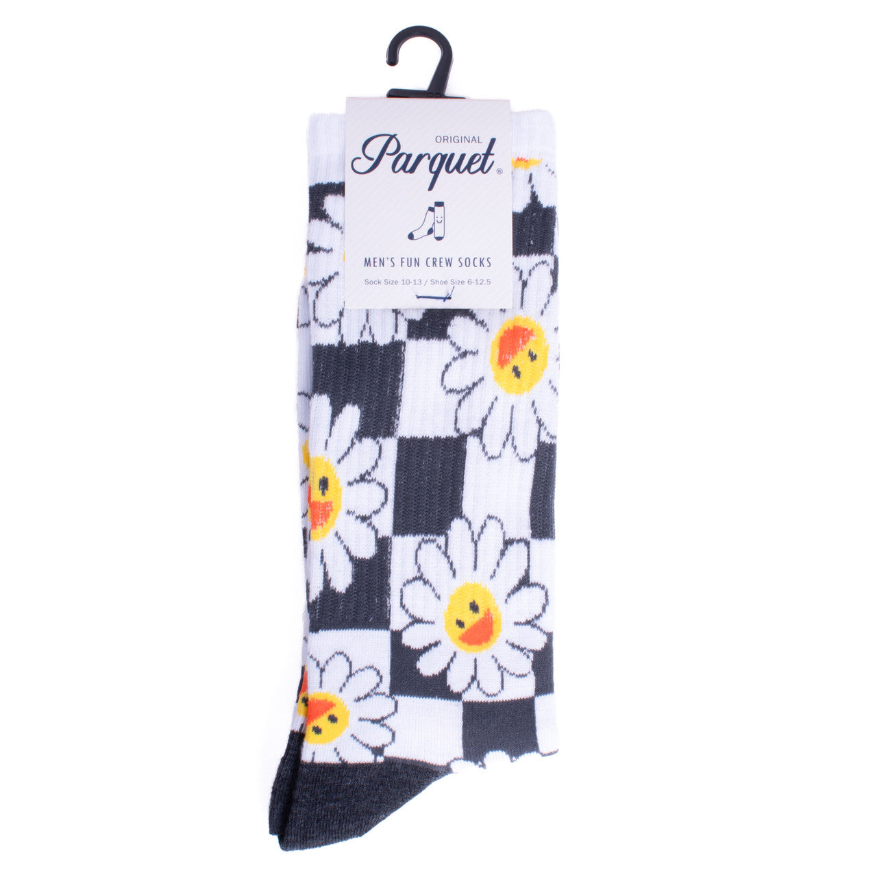 Checker Daisy Ribbed Socks Novelty Sock Funny Socks Flower Theme Socks Fun Gifts Mens Socks Funny Groomsmen Socks Lucky Socks