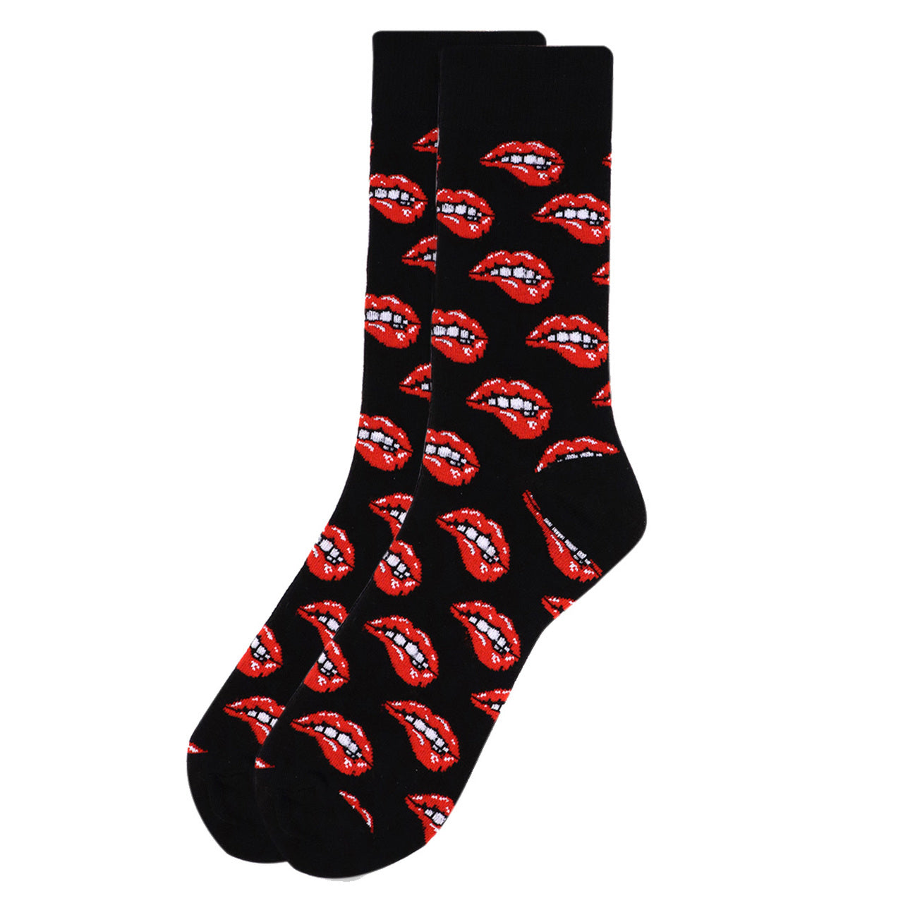 Hot Lips Socks Sexy Lip Bite Funny Socks Fun Crazy Kissing Love Crew Socks Party All Night Bring it Home Socks