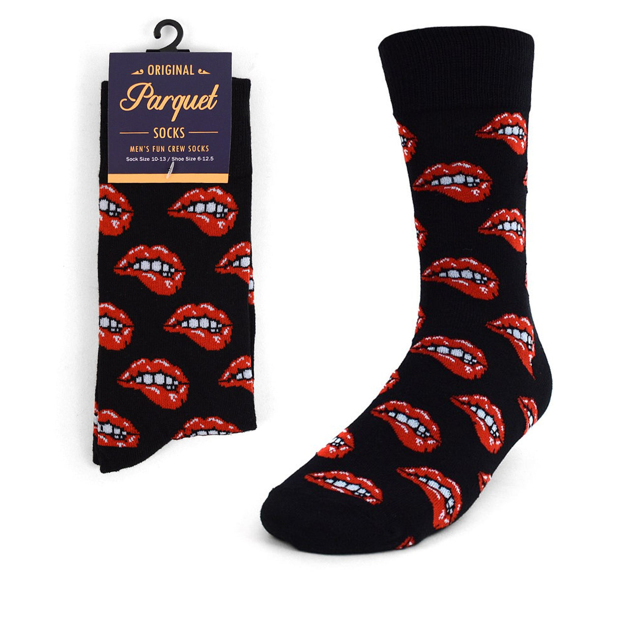 Hot Lips Socks Sexy Lip Bite Funny Socks Fun Crazy Kissing Love Crew Socks Party All Night Bring it Home Socks