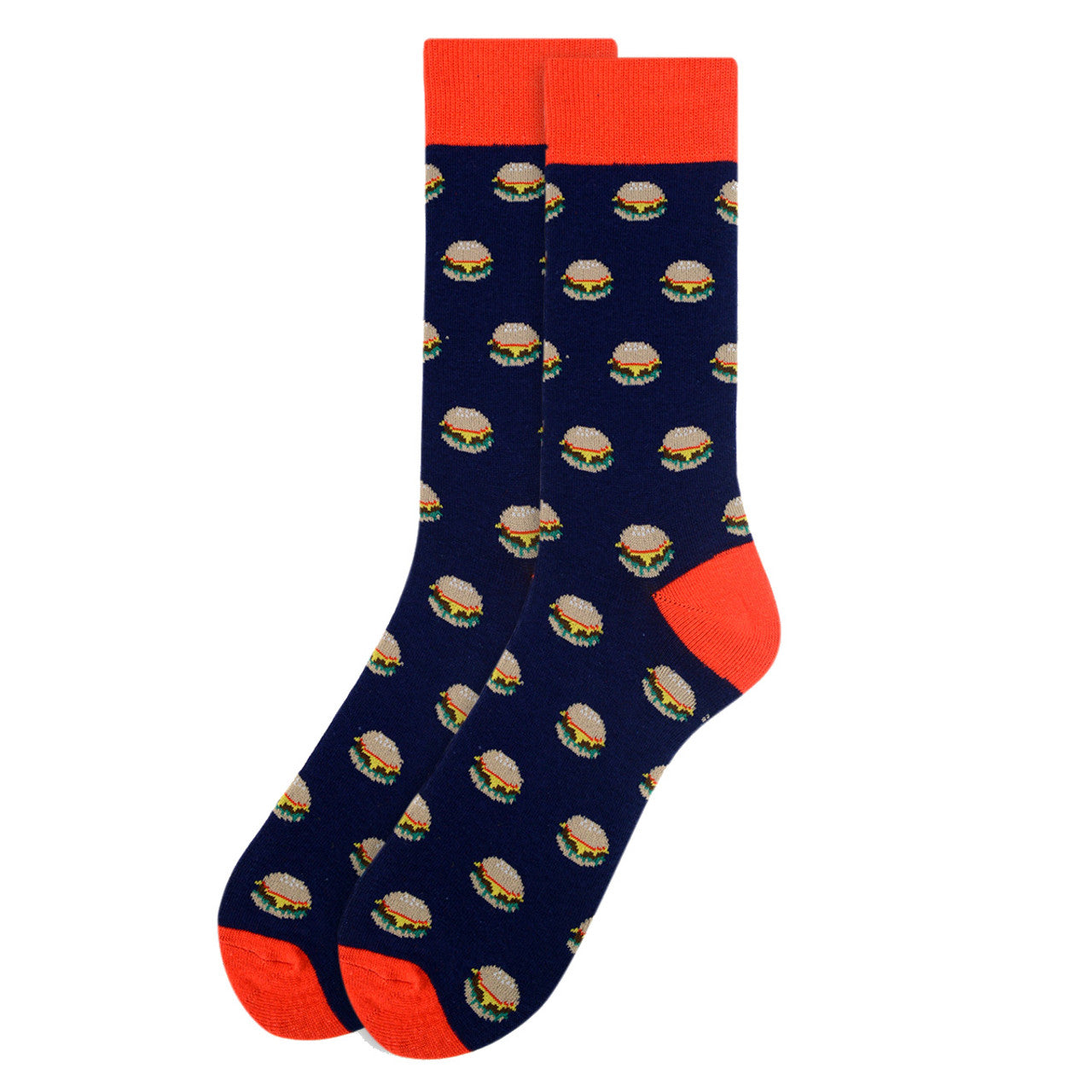 Hamburger Love Socks Novelty Burger Socks Blue Fun Crazy Eating Burger Shop Socks Hamburger Obsessions Crazy Socks