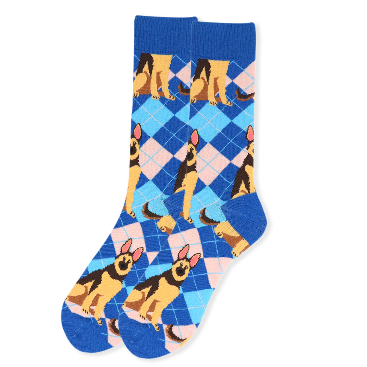 Mens Argyle German Shepard Dog Socks