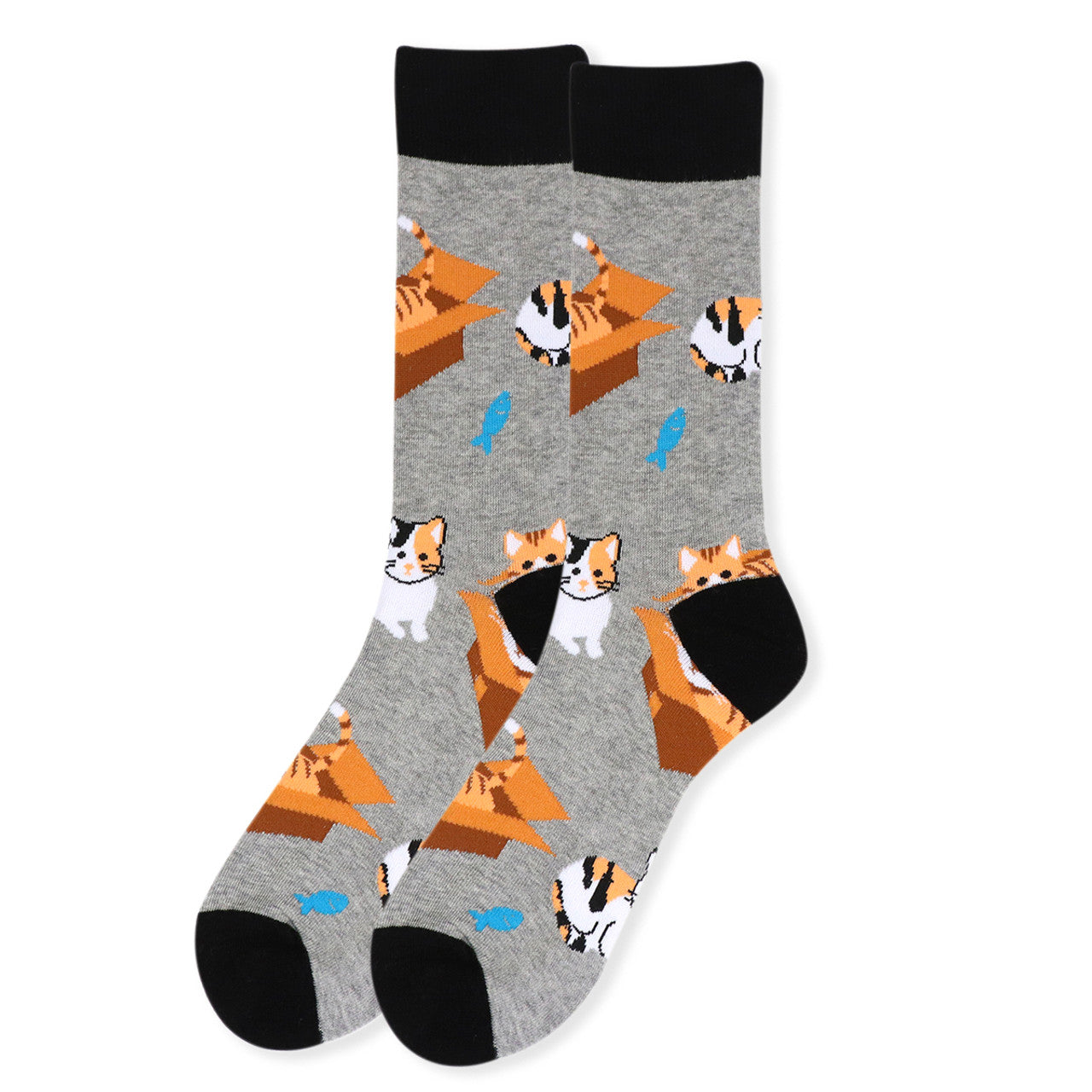 Cat In The Box Socks Fun Socks Men's Kitty Trouble Novelty Socks Funny Socks Dad Gifts Cool Socks Funny Groomsmen