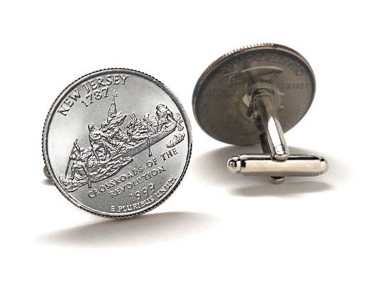 New Jersey State Quarter Coin Cufflinks Uncirculated U.S. Quarter 1999 Cuff Links Enamel Backing Cufflinks
