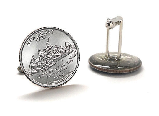 New Jersey State Quarter Coin Cufflinks Uncirculated U.S. Quarter 1999 Cuff Links Enamel Backing Cufflinks