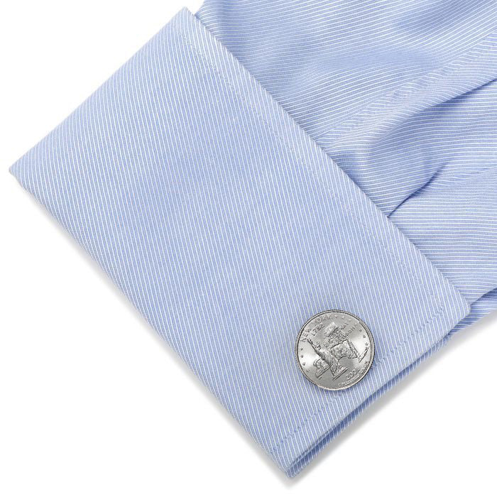 New York State Quarter Coin Cufflinks Uncirculated U.S. Quarter 2001 Cuff Links Enamel Backing Cufflinks