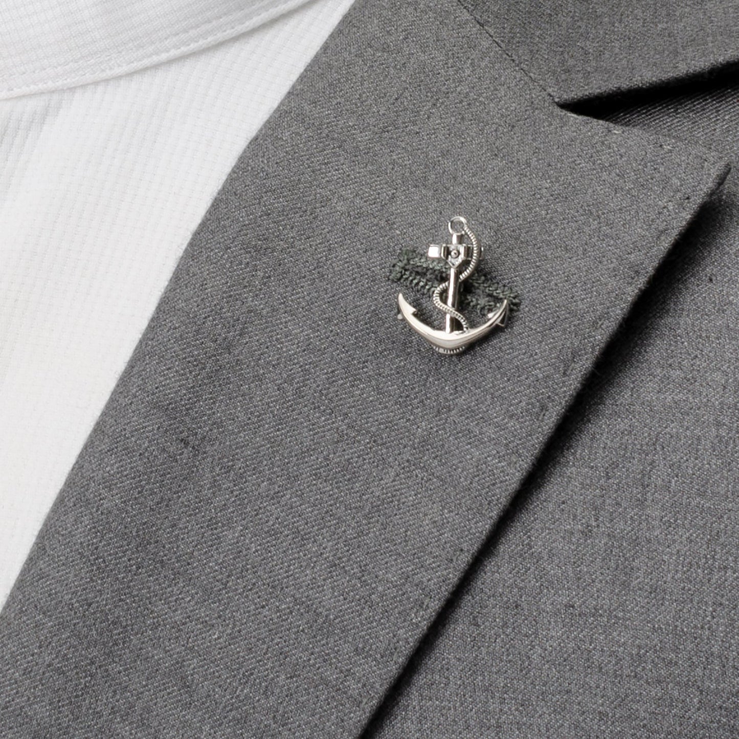 Anchor Sterling Silver 3D Lapel Pin