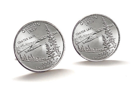 Oregon State Quarter Coin Cufflinks Uncirculated U.S. Quarter 2005 Cuff Links