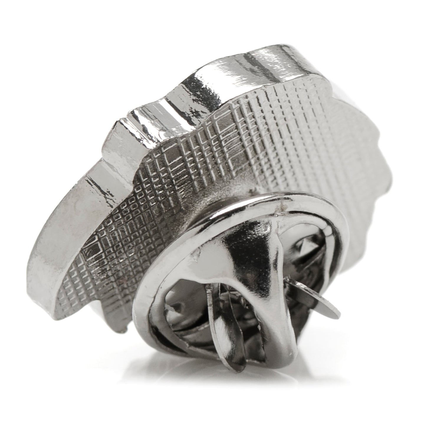Metallic connector on a white background