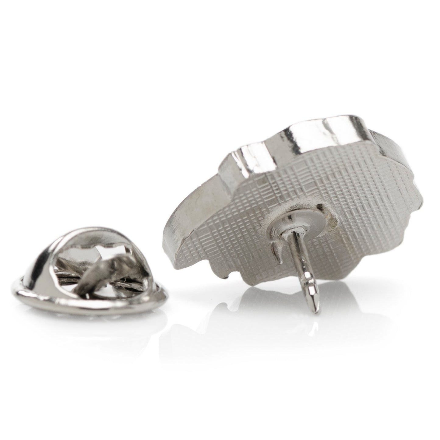 Silver tie clip on a white background