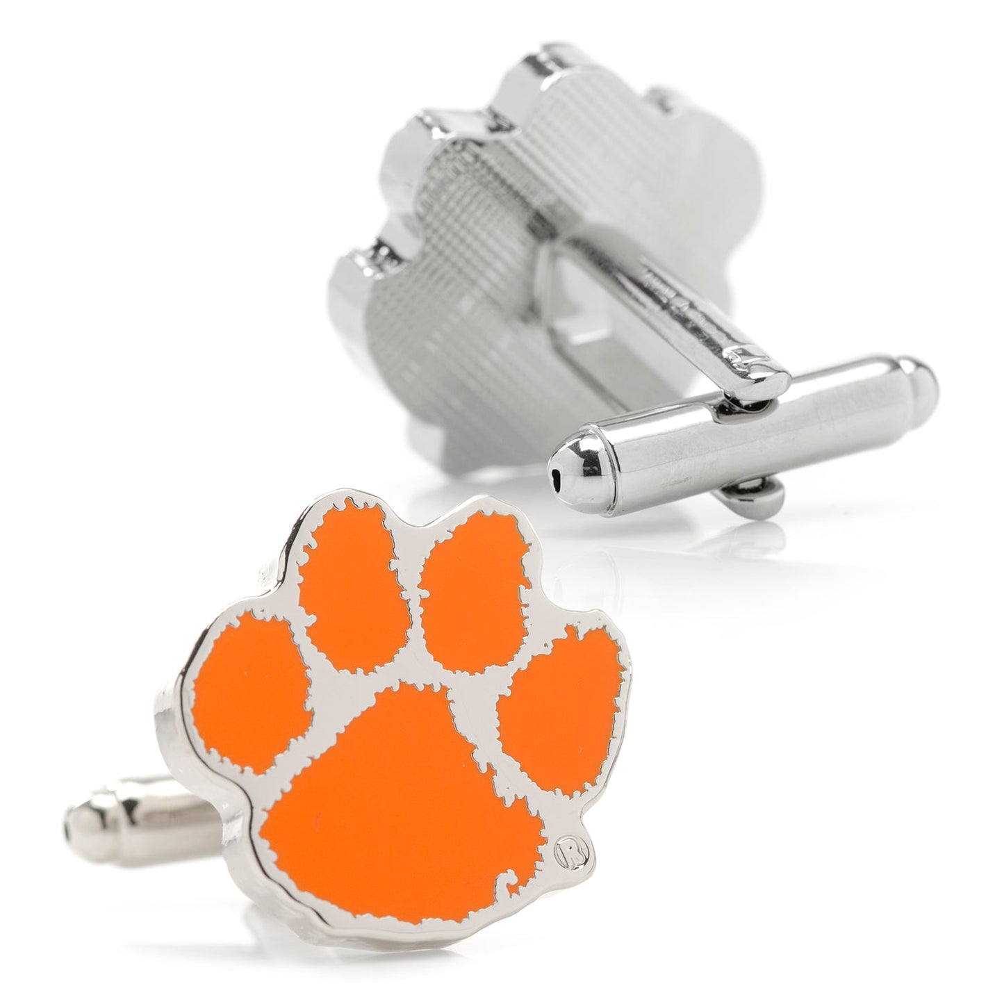 Cufflinks with orange paw print design on a white background NCAA Clemson University Tigers Cufflinks