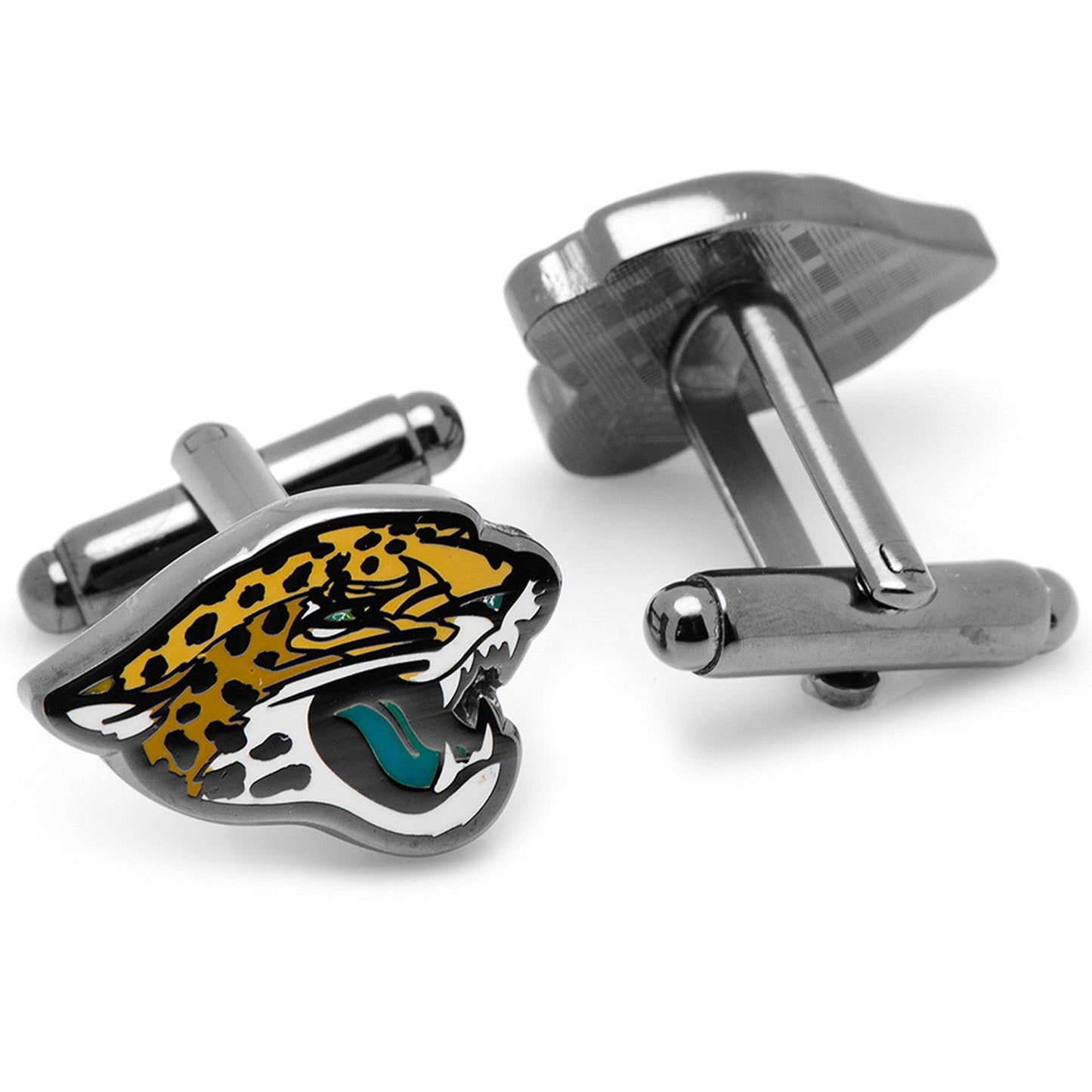 Cufflinks with a Jacksonville Jaguars logo on a white background