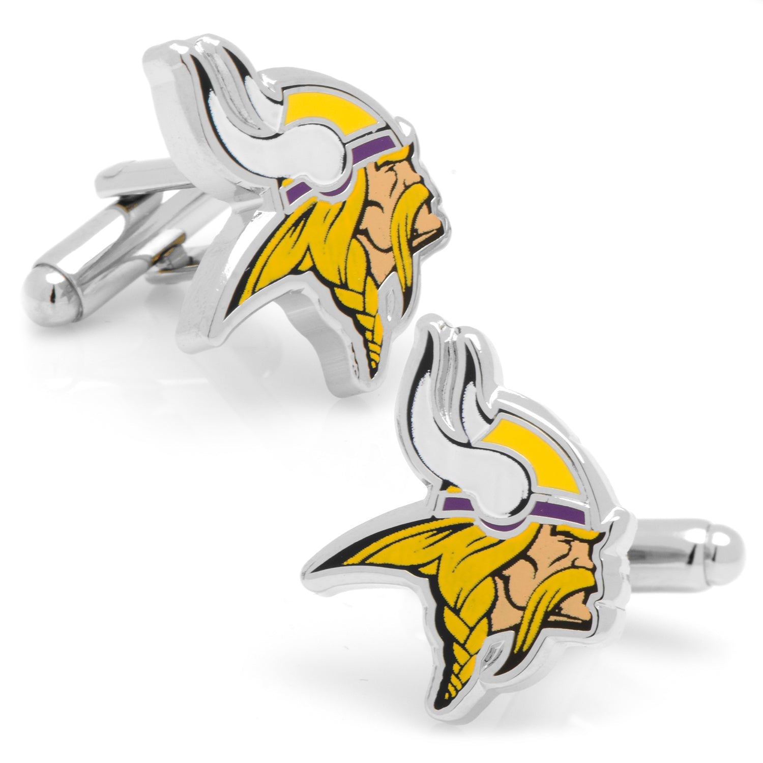 Cufflinks with Minnesota Vikings logo on a white background
