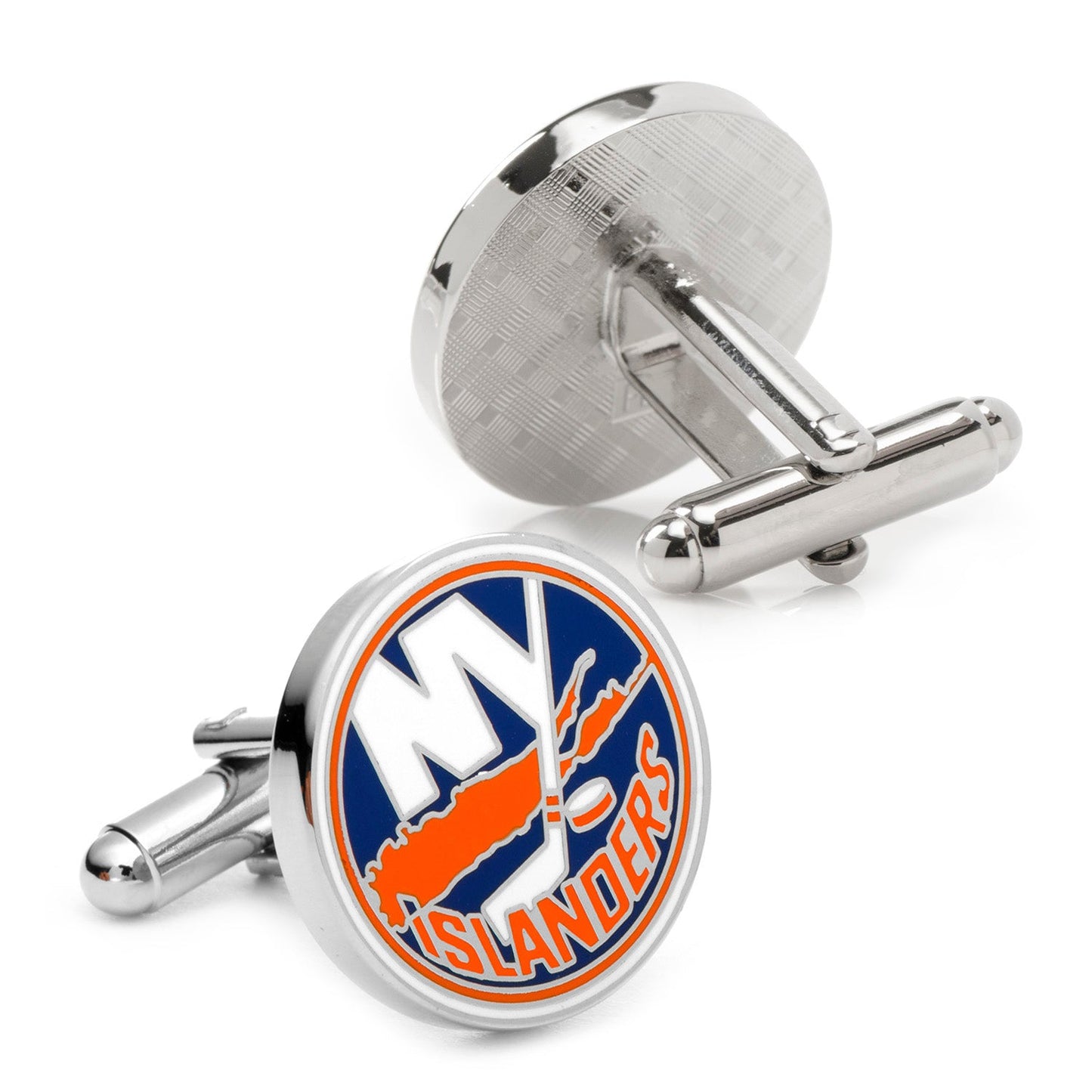 Cufflinks with Islanders logo on a white background