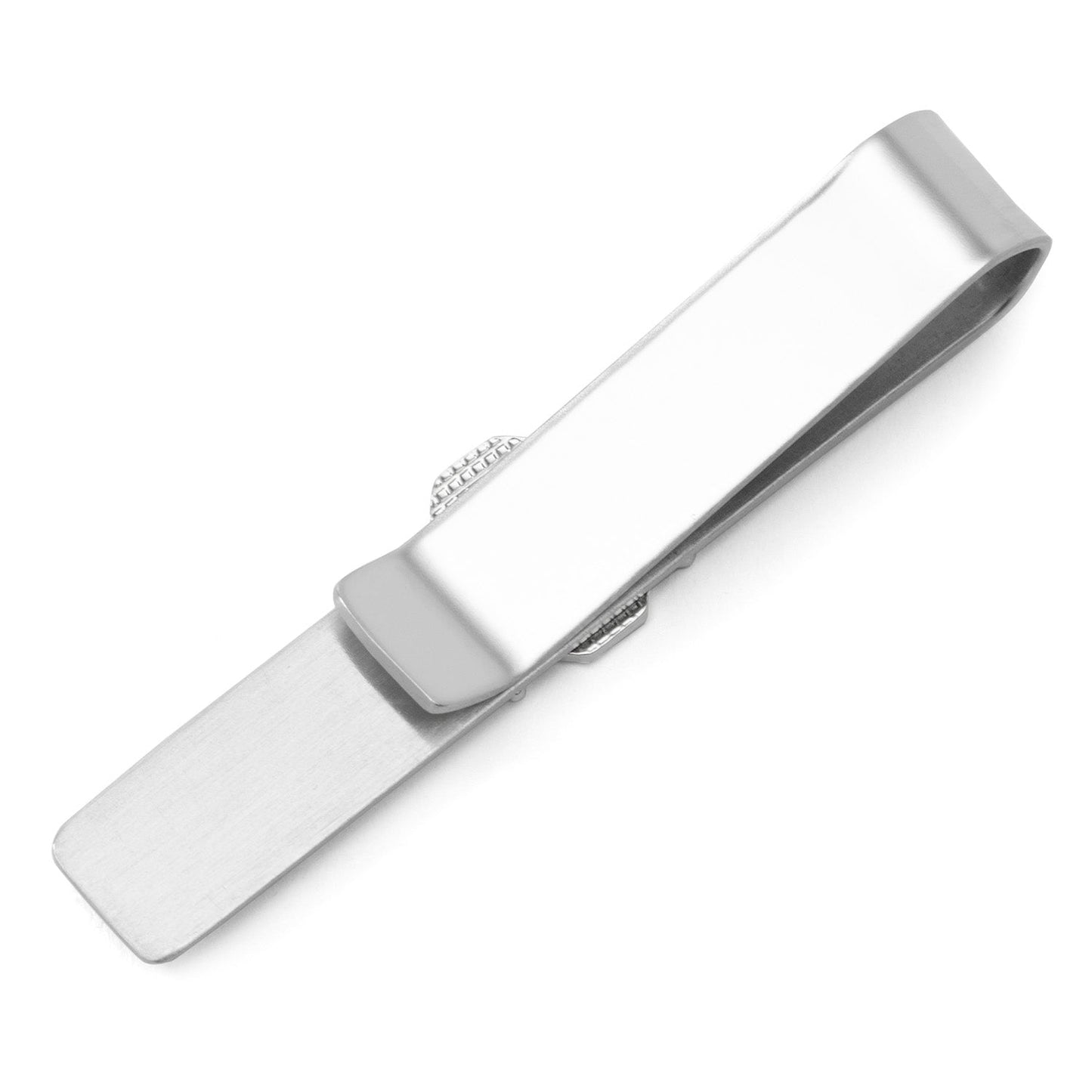 Silver money clip on a white background