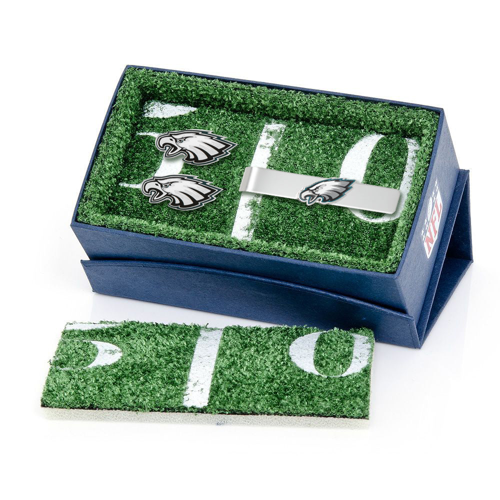 Philadelphia Eagles cufflinks and tie clip gift set – official NFL team accessories by JayPins