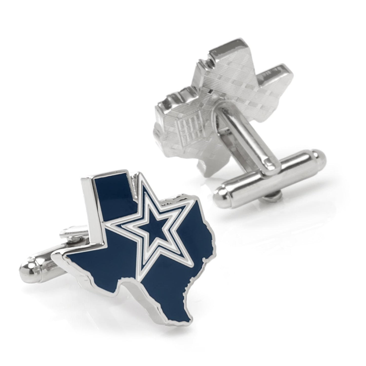 Cufflinks with a star design on a blue Texas map on a white background NFL Dallas Cowboys State Shaped Cufflinks