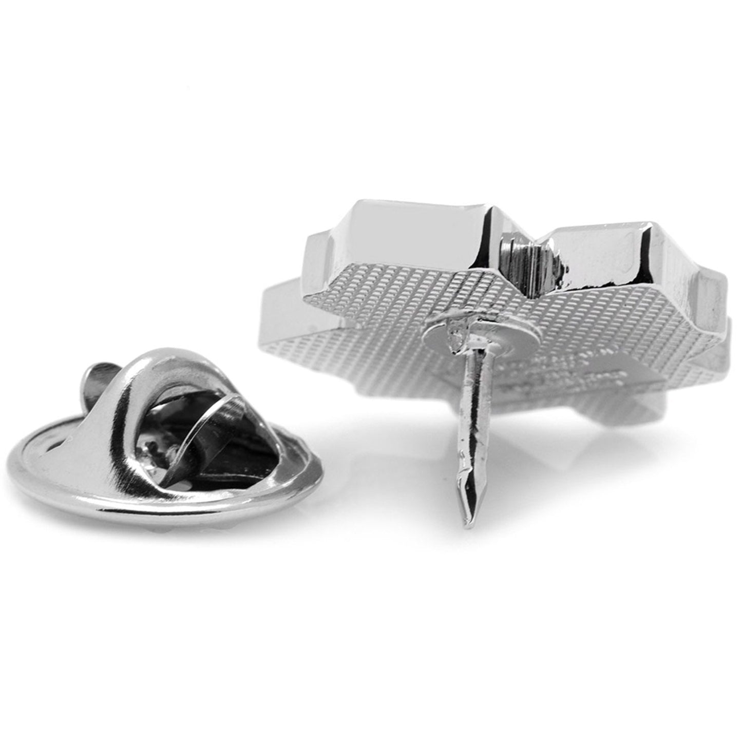 Silver metal clasp and lock on a white background