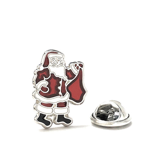 Santa Claus Lapel Pin Red and White Enamel Pin Holiday Party Time Work Party