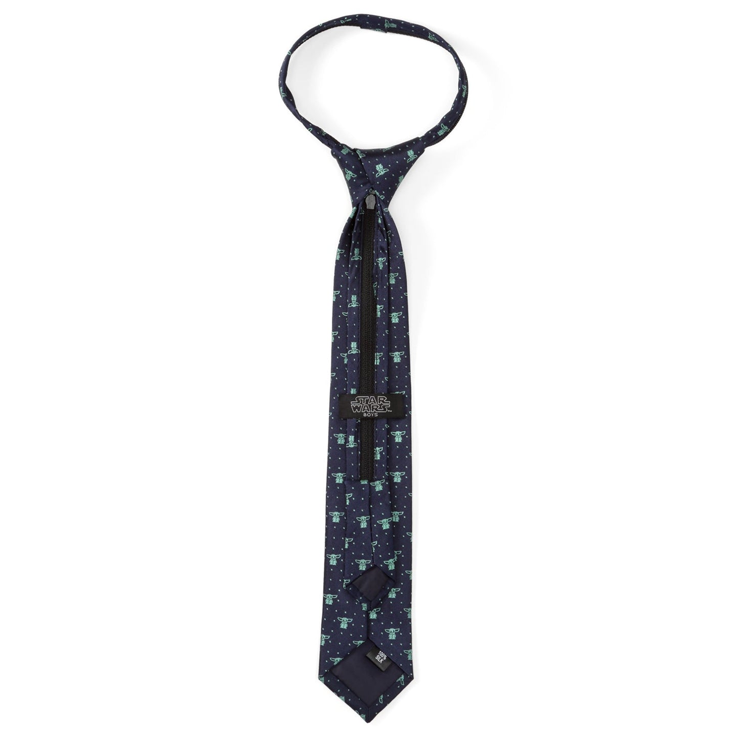 Star Wars Grogu Boy's Navy Dotted Zipper Tie