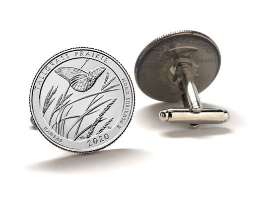 front and back side of Tallgrass Prairie National Preserve Coin Cufflinks