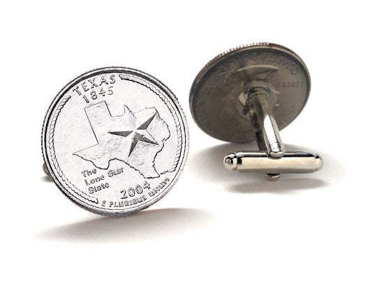 Texas State Quarter Coin Cufflinks Uncirculated U.S. Quarter 2004 Cuff Links Enamel Backing Cufflinks