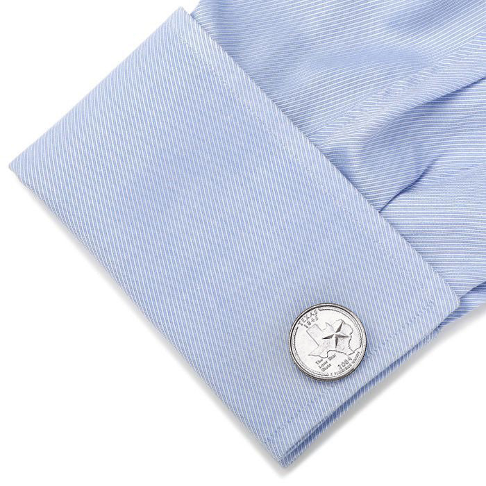 Texas State Quarter Coin Cufflinks Uncirculated U.S. Quarter 2004 Cuff Links Enamel Backing Cufflinks