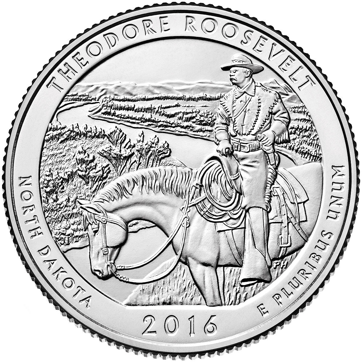 Theodore Roosevelt National Park Coin Lapel Pin Uncirculated U.S. Quarter 2016 Tie Pin