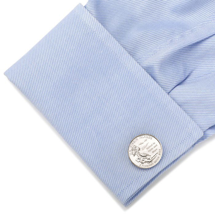 The U.S. Virgin Islands Coin Cufflinks Uncirculated U.S. Quarter 2009 Cuff Links Enamel Backing Cufflinks