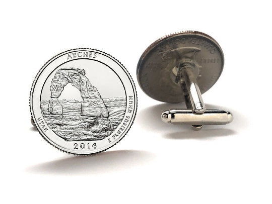 Arches National Park Coin Cufflinks Uncirculated U.S. Quarter 2014 Cuff Links Enamel Backing Cufflinks