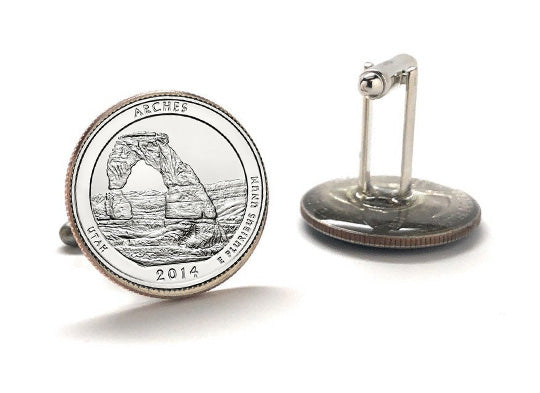 Arches National Park Coin Cufflinks Uncirculated U.S. Quarter 2014 Cuff Links Enamel Backing Cufflinks