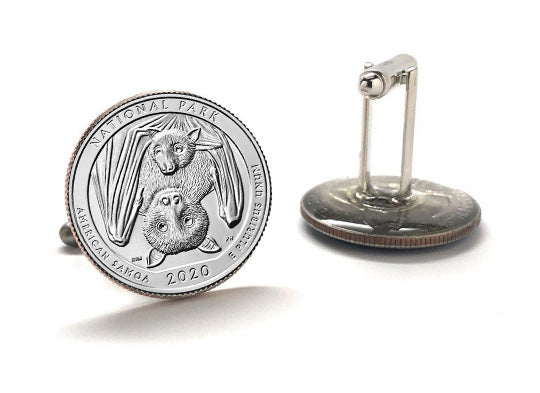 National Park of American Samoa Coin Cufflinks Uncirculated U.S. Quarter 2020 Cuff Links Enamel Backing Cufflinks