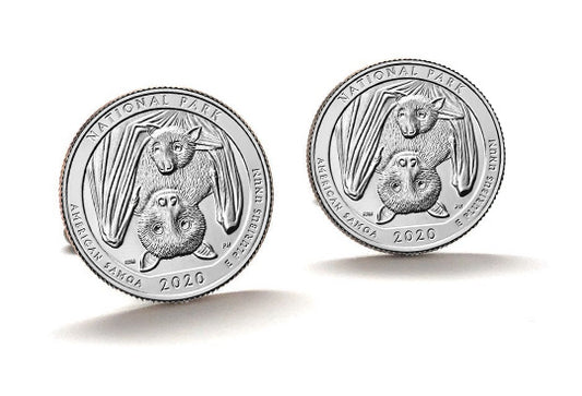 national park Cufflinks Samoa coins white background