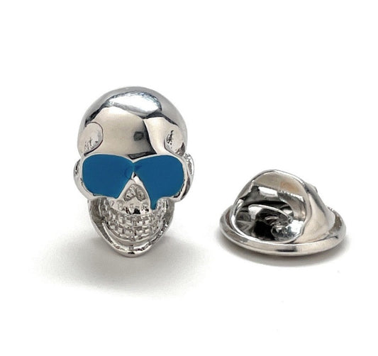 Jamaica Rum Skull Pin Silver Rhodium Platting with Blue Enamel Pin Pirate Cosplay Pin Pirates Skull Lanyard Pin Skull Backpack Pin