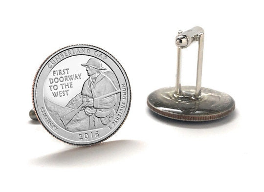 Cumberland Gap National Historical Park Coin Cufflinks Uncirculated U.S. Quarter 2016 Cuff Links Enamel Backing Cufflinks