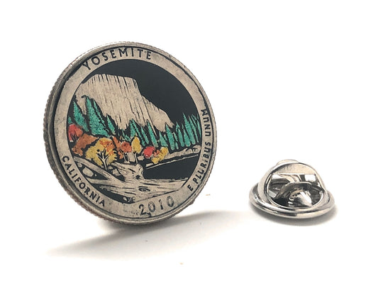 Yosemite Hand Painted National Park Coin Lapel Pin 2010 US Quarter Enamel Pin Backing