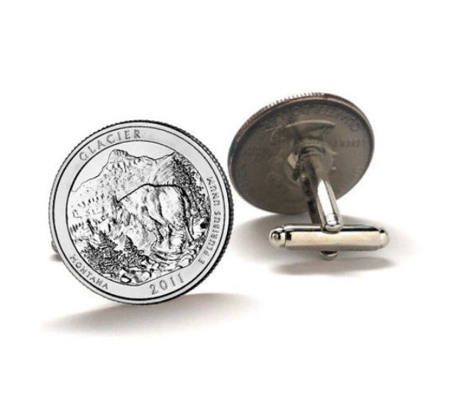 Glacier National Park Coin Cufflinks Uncirculated U.S. Quarter 2011 Cuff Links
