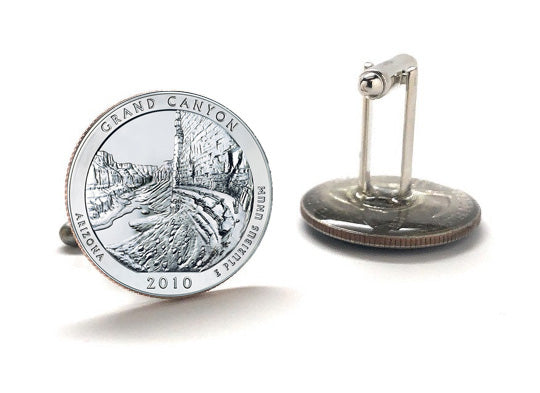 Grand Canyon National Park Coin Cufflinks Uncirculated U.S. Quarter 2010 Cuff Links Enamel Backing Cufflinks