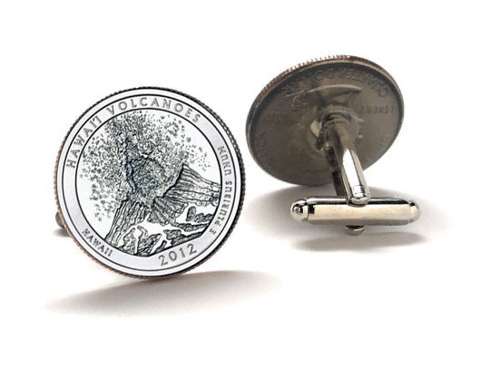 Hawaiʻi Volcanoes National Park Coin Cufflinks Uncirculated U.S. Quarter 2012