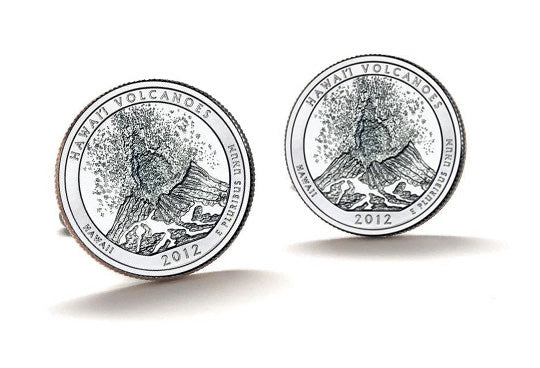 Hawaiʻi Volcanoes National Park Coin Cufflinks Uncirculated U.S. Quarter 2012