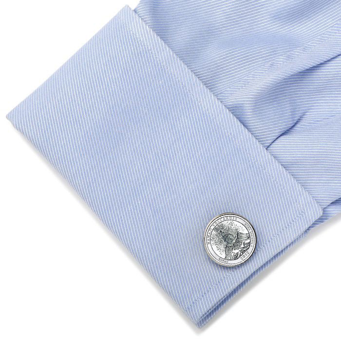 light blue shit Hawaiʻi Volcanoes National Park Coin Cufflinks Uncirculated U.S. Quarter 2012